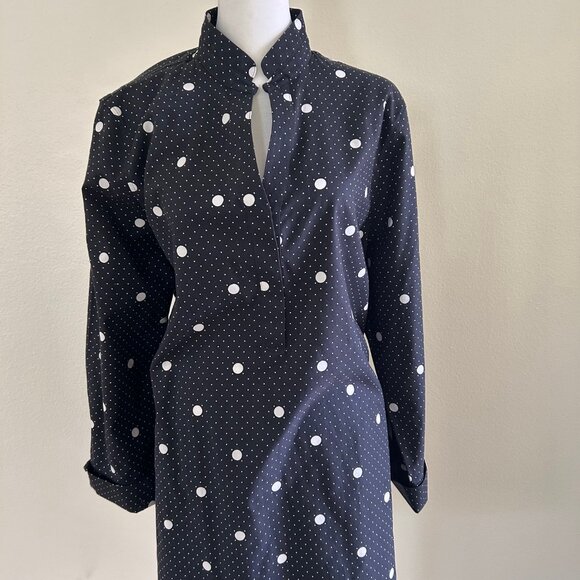 Chicos Black & White Polka Dot Button Up No-Iron Shirt Size 3 Office Wear - Picture 1 of 8